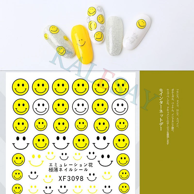 3D наклейки для нейл-арта украшения улыбающиеся ногти наклейка s для маникюра яйца омлет милые наклейки для ногтей для дизайна фольги