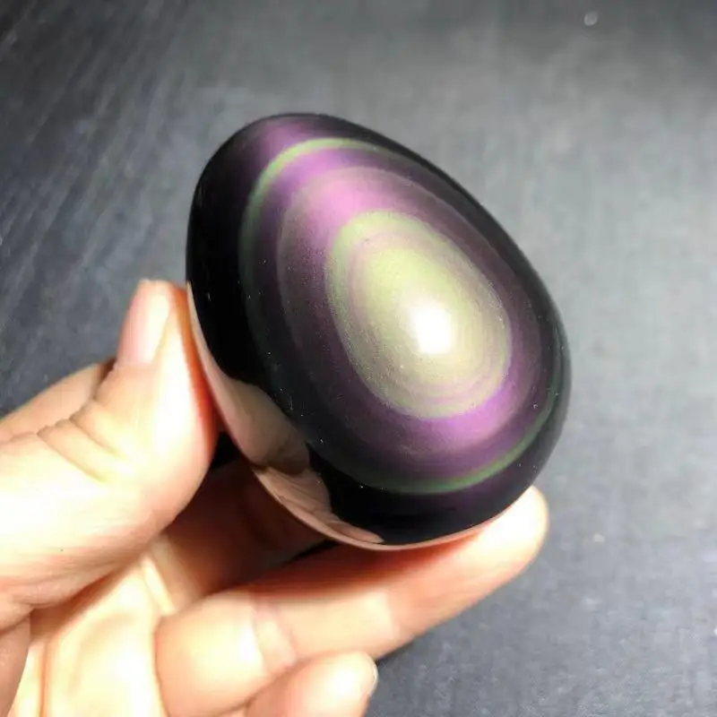 70-80g 4-5cm High Quality Natural Rainbow Hand Carved Obsidian Yoni Egg Mineral Reiki Healing Gemstone 3