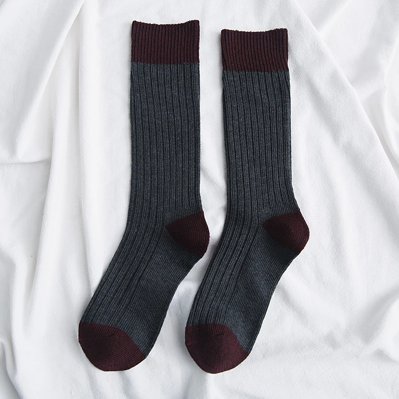 Dark gray Женские теплые носки милые Harajuku красочные корейский стиль забавные Женские носочки 100 хлопок 1 пара каваи рождественские подарки Размер 35-39 - Цвет: Dark gray