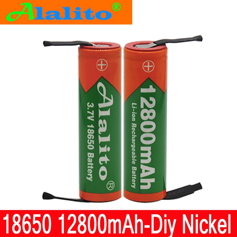 18650 Rechargeable Battery 3.7V 18650 12800mAh Capacity Li-ion Rechargeable Battery For Flashlight Torch Battery+diy nickel