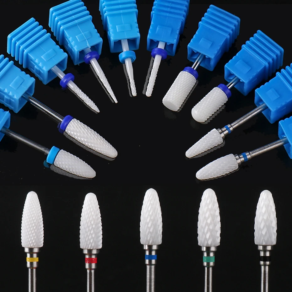 Broca de clavo de cerámica, fresa eléctrica rotativa, removedor de rebaba, esmalte de Gel, pedicura, accesorios de uñas preferentes, SAXTC01-22