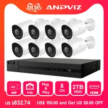 8CH 4K POE NVR комплект камеры наблюдения 8MP CCTV Bullet POE ip-камера Открытый P2P комплект видеонаблюдения 2 ТБ HDD