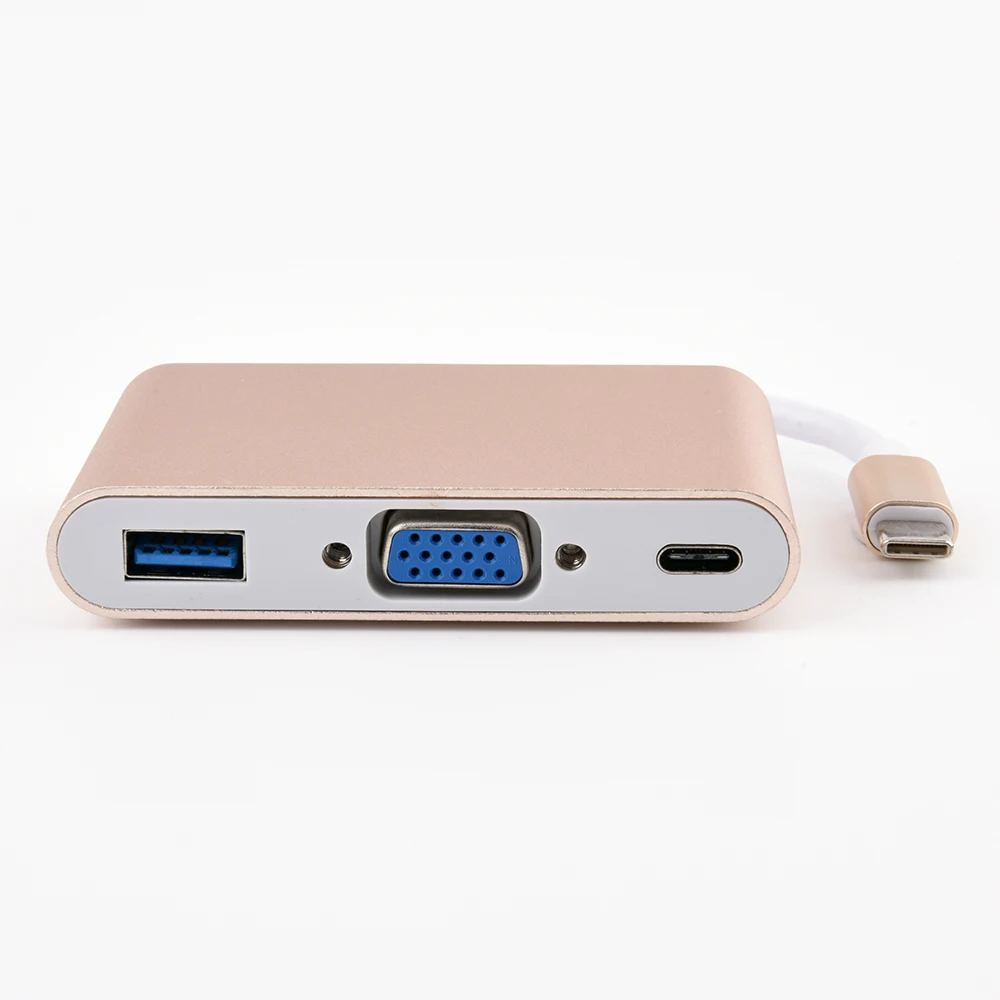 Тип C адаптер 3-в-1 3 концентратор Usb type C к Hdmi Vga 3,5 мм Usb адаптер с Тип-C Мощность доставки