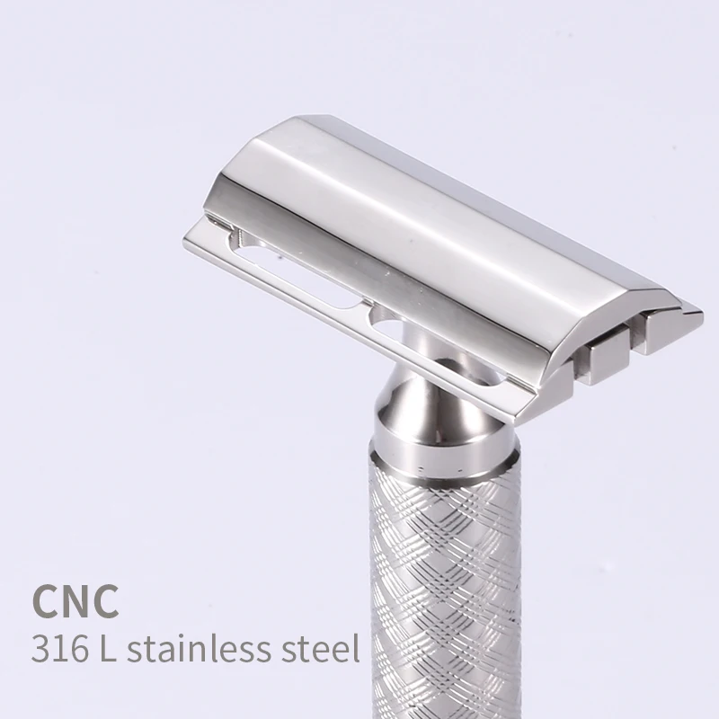 CNC 316L Stainless Steel Double Edge Safety Razor Head Manual Shaver Accessories (Without Handle)