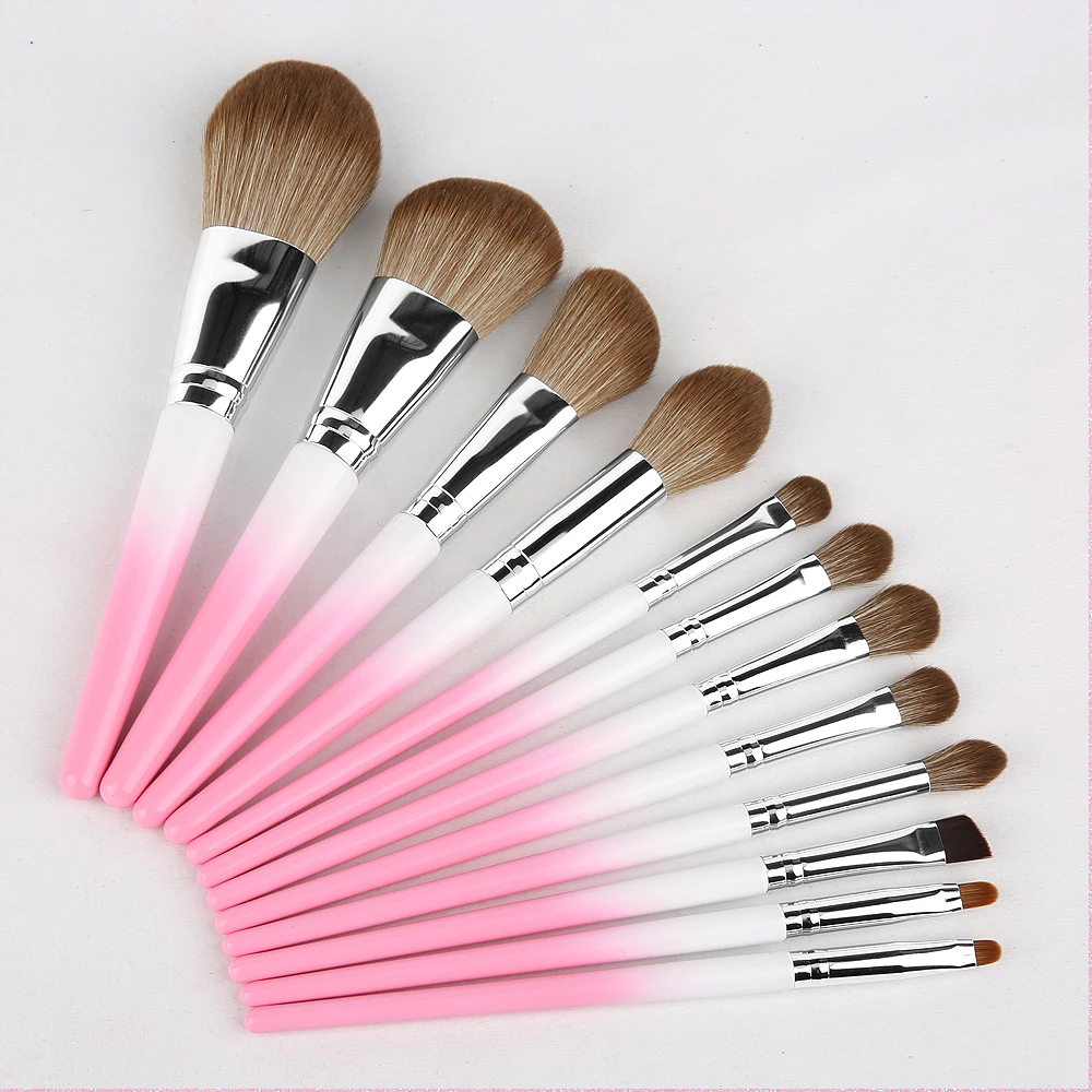 12 pcs brush Профессиональный набор кистей для макияжа Тени для век основа для макияжа лица Косметическая пудра подводка для глаз с ресницами, губами Макияж Кисти Косметический Красота ящик для инструментов горячее предложение - Handle Color: 12 pcs brush