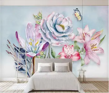 

CJSIR 3d Wallpaper High Quality Hand Painted Watercolor Flowers Butterfly Oil Painting Living Room Background Wall Wallpaper
