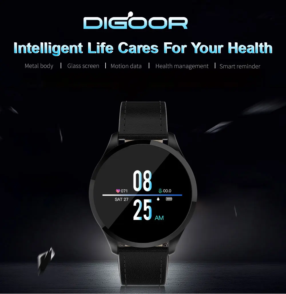 DIGOOR Q9 Smart watch relogio Health Fitness bracelet with pressure measurement pedometer heart rate watches for men reloj inteligente montre  (1)
