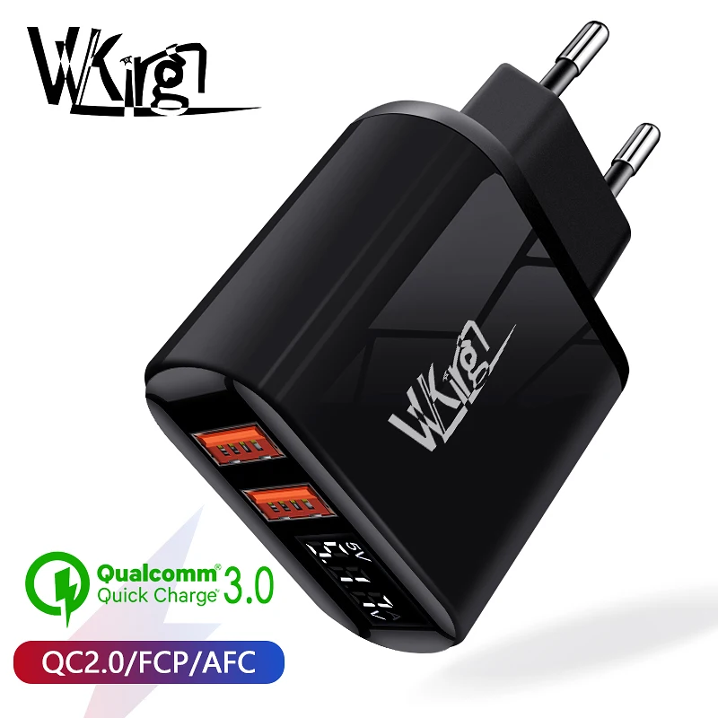 VVKing 2 USB зарядное устройство Quick Charge 3,0 18 Вт быстрое зарядное устройство HD Smart display EU Разъем для iPhone X samsung Xiaomi huawei QC3.0 зарядное устройство