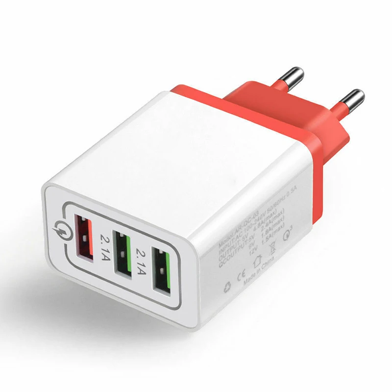 Быстро Зарядное устройство США/ЕС Подключите мобильный телефон QC 3,0 USB 3 порты, для сотового телефона для подключения к настенной быстро Зарядное устройство для зарядки для samsung Galaxy