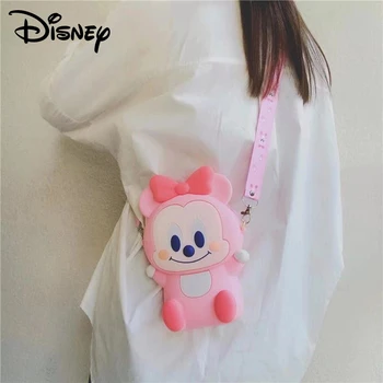 

New Minnie Mouse Women Handbags Girls Fashion Disney Silicone Mobile Phone Bag Mickey Shoulder Cartoon Cute Toy Bags