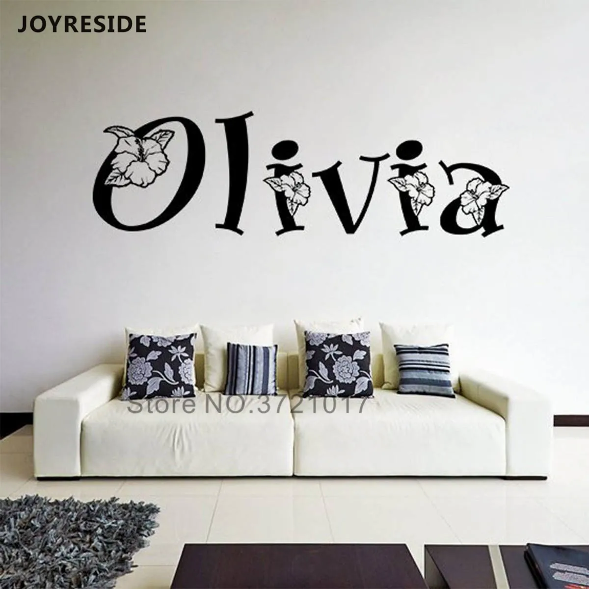 Bloom Custom Name Wall Sticker Personalized Names Wall Decals Flower