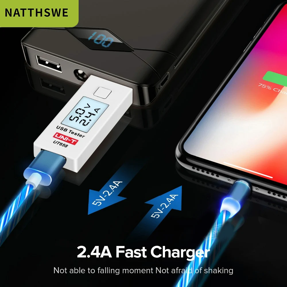 Магнитный usb-кабель NATTHSWE для iPhone XR X 7 8, зарядное устройство Micro type C для быстрой зарядки, магнитный USB-C