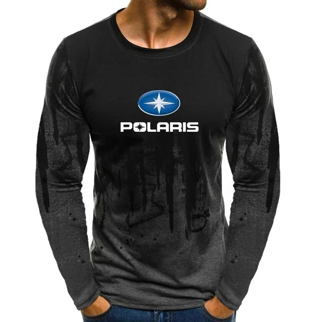 Осенняя мужская футболка из лайкры и хлопка, футболки с принтом Polaris snowmobile, мужские камуфляжные повседневные футболки с длинным рукавом A