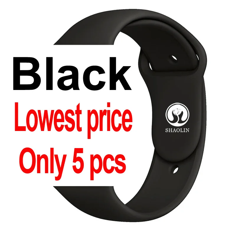 Black-Only 5 pcs Ремешок для Apple Watch 38 мм 42 мм iWatch 4 ремешок 44 мм 40 мм спортивный силиконовый ремень браслет correa Apple watch 4 3 2 1 Аксессуары - Цвет: Black-Only 5 pcs