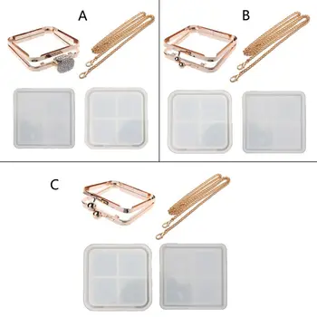 

Handmade Clear Silicone Square Bags Molds Dynamic Liquid Handbags Mold Quicksand Bag Resin Casting Mold Art Craft Tools