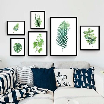 

Tropical Plants Flowers Poster Green Tree Leaf Sofa Background Wall Art Decorative Picture Paintings For Living Room Home Decor