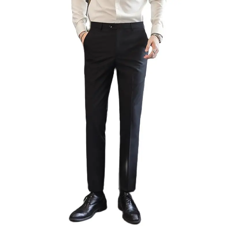 Men Formal Pants Elegant Man Office Work Pant Casual Polyester Fiber Trousers Men 17 Colors