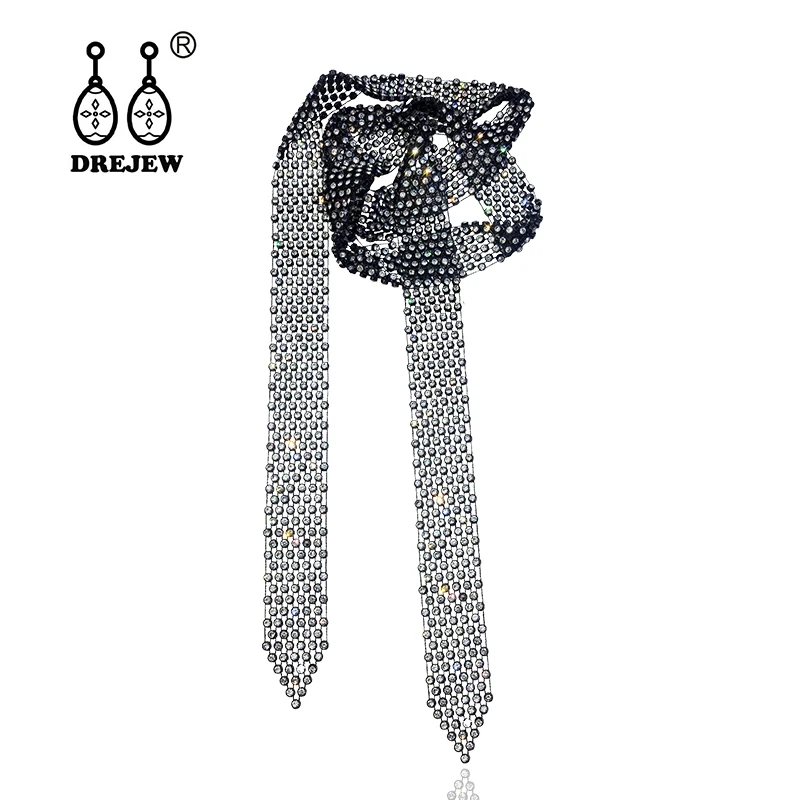 

DREJEW Vintage Black Long Tie Statement Choker Necklaces 2019 Necklace for Women Friend Custom Collares Bijoux boho Jewelry N833