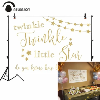 

Allenjoy Twinkle Little Star Events Background Glitter Golden Phrase Stars Curtain Party Decor Child Birthday White Backdrops