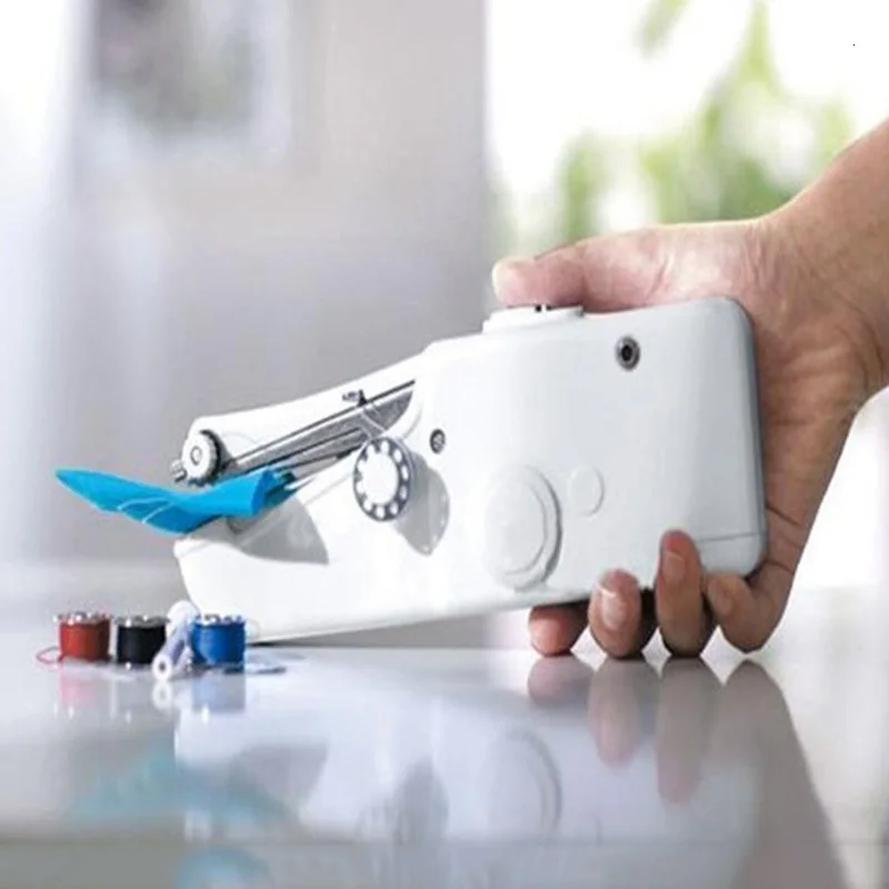 Mini Portable Household Hand Sewing Machine Quick Stitch Sew Needlework Cordless Clothes Fabrics Electronic | Дом и сад