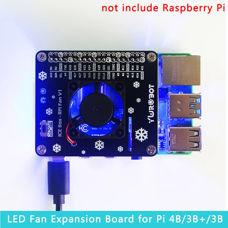 

Raspberry Pi LED Cooling Fan Module GPIO Expansion Board compatible fpr Raspberry Pi 4 Model B / 3B+ / 3B / 3A+