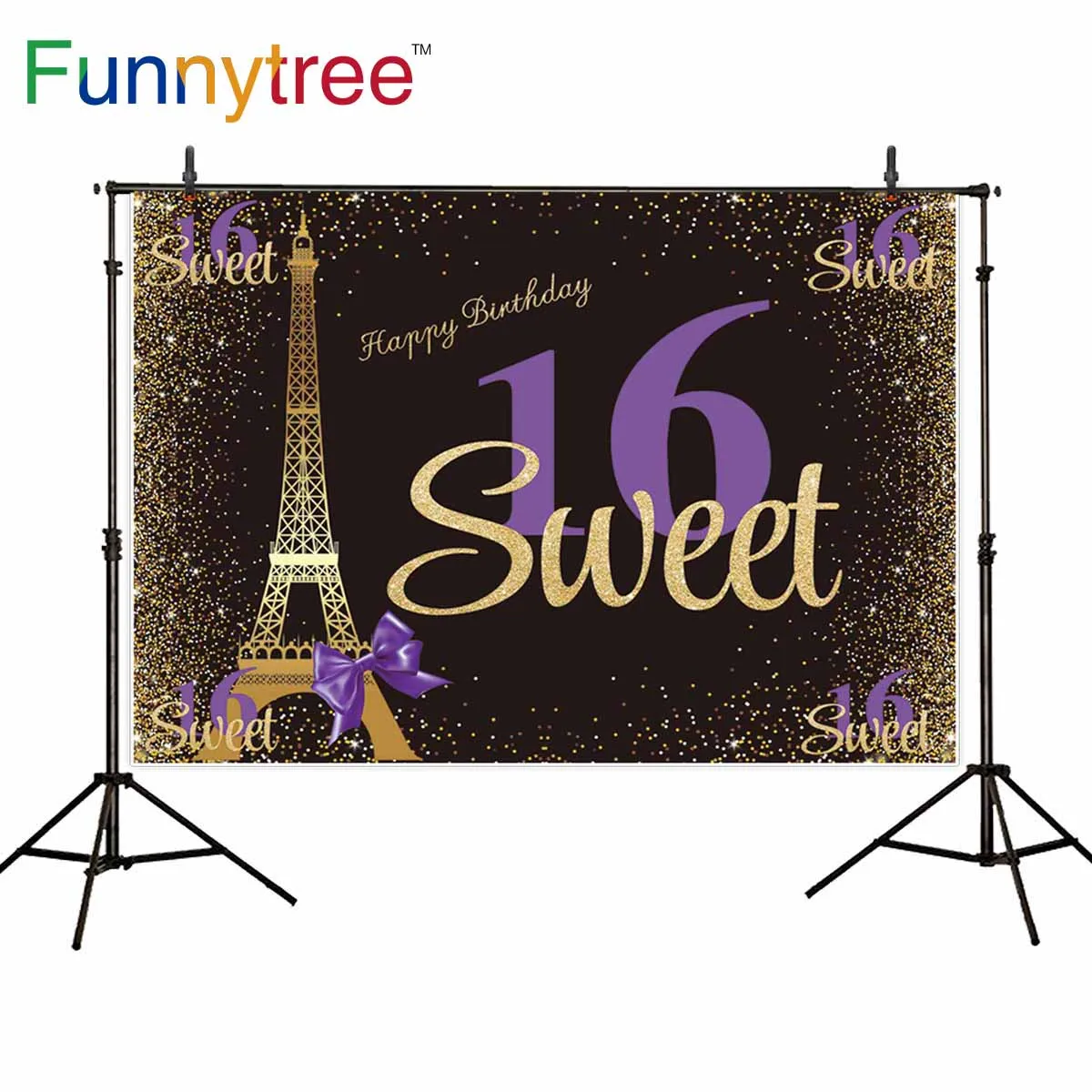 Фон для фотосъемки Funnytree Золотая Милая 16 вечерние ринка Эйфелева башня на заказ