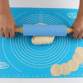 

Large Non-Stick Silicone Handle Silicone Roll Pin Pastry Dough Flour Roller Kitchen Baking Cooking Tools Christmas Roll Pin