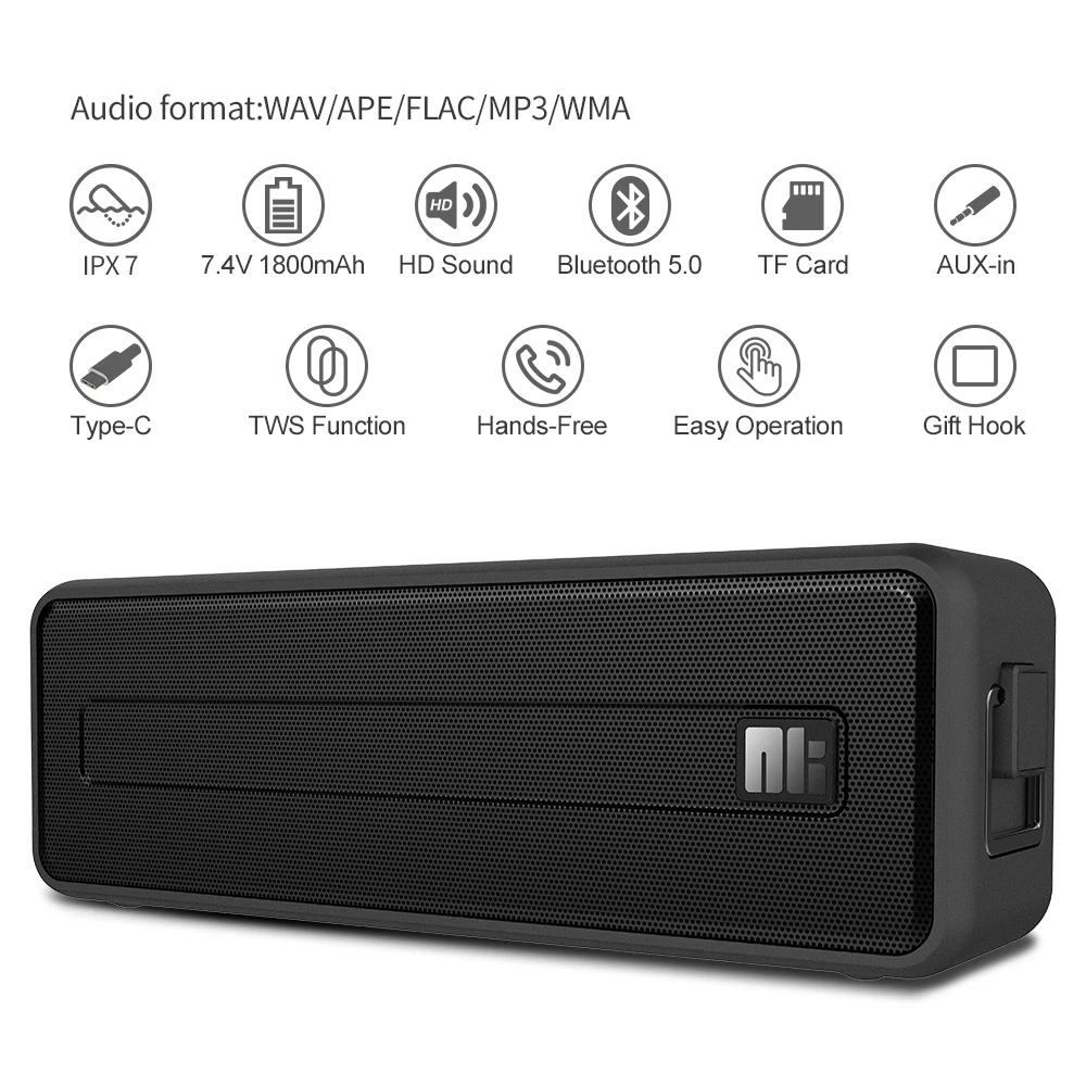 NILLKIN Bluetooth Speaker IPX7 Waterproof Portable Outdoor Speaker Bluetooth 5.0 Wireless Stereo Mu