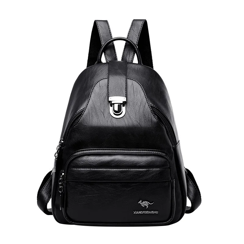 Black New Women sheepskin Backpacks School Bags For Girls Female Fashion Backpack Travel Shoulder Bags High Quality Mochilas Feminina - Цвет: Black