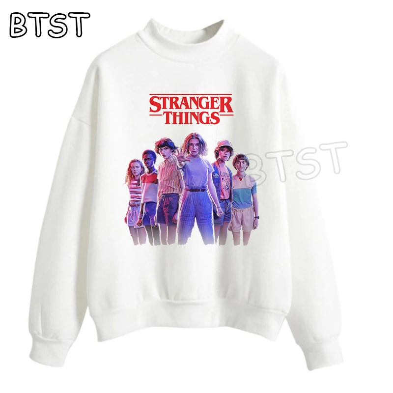 Harajuku Stranger Things 3 женские толстовки розовая одежда женская одежда зимние модные пуловеры толстовки Готическая негабаритная Толстовка