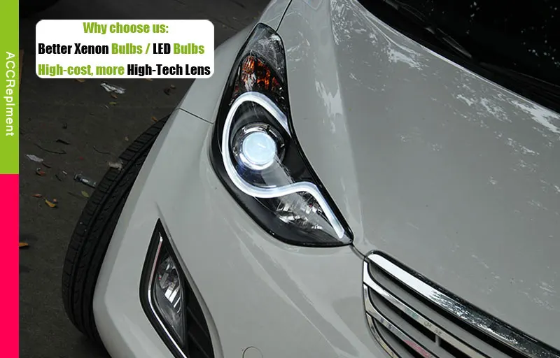 Автомобильный Стайлинг для Hyundai Elantra MD светодиодный фары 2011- Elantra DRL Объектив двойной луч H7 HID Xenon Биксеноновые линзы