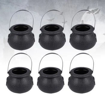 

11pcs Candy Jars Plastic Handheld Black Cabas Pendant for Halloween Party Festival