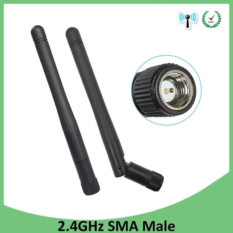 Grandwisdom 10pcs 2.4G antenna 3dbi sma male wlan wifi 2.4ghz antene pbx iot module router signal receiver antena high gain | Мобильные