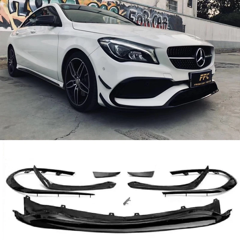 Для Mercedes Benz cla Class cl45 AMG спортивная версия- глянцевый черный передний бампер спойлер для губ разветвители Canards вентиляционные отверстия 8 шт