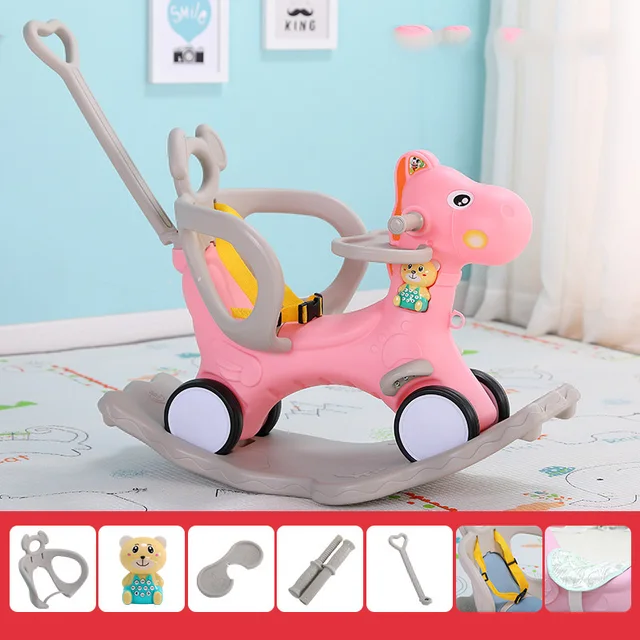 IMBABY Kids Animal Rocking Horses Multi-functional Rocking Chairs Trojan Toys Baby Play Baby Walker Indoor for Girl Boy Toy Gift 2