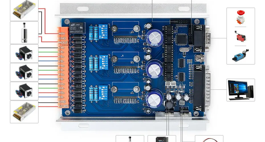 3 оси TB6600 контроллер 0-10A HB Nema14 шаговый двигатель 12В высокого качества блок питания для станка с ЧПУ комплект