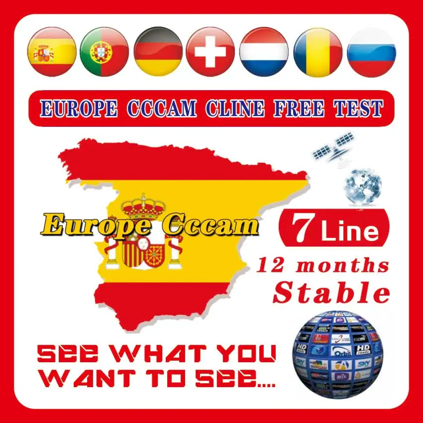 

Best 7 CCCAM lines 1 Year CCCam cline for 1 year Spain Poland Portugal Germany Satellite tv Receiver Cccam For DVB-S2 gtmedia