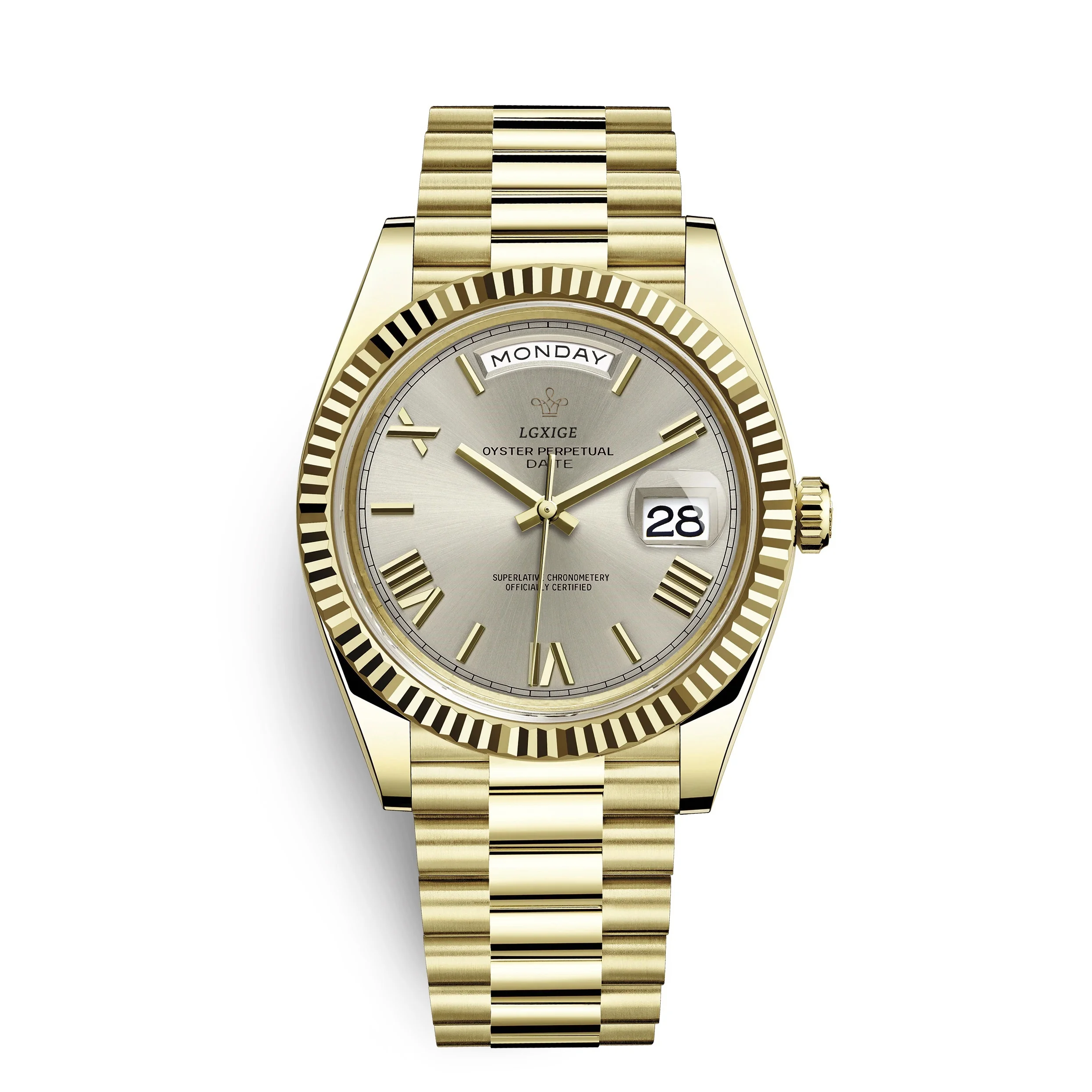 Водонепроницаемые деловые мужские наручные часы с датой на день, 40 мм, Римский цифровой циферблат, оригинальные роскошные часы, LGXIGE, дизайнерские брендовые часы класса люкс