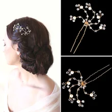 Новинка, свадебные украшения для волос, ручная работа, свадебные шпильки для волос, Кристальные жемчужные бусы, женские головные уборы для подружки невесты