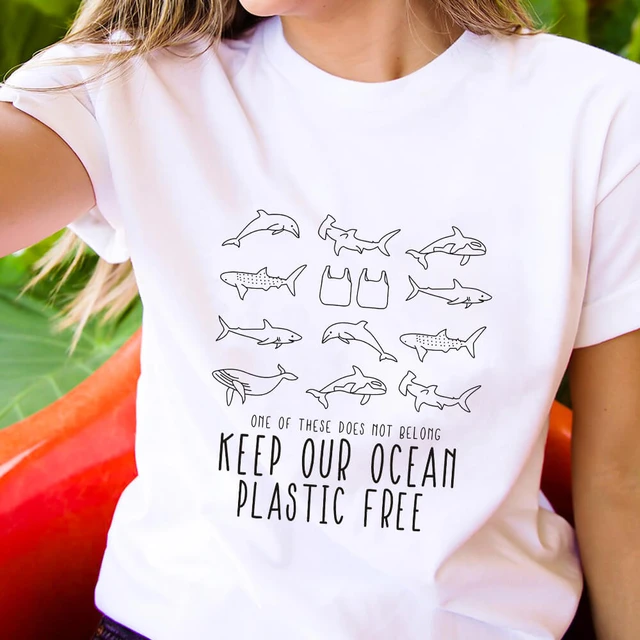 Keep Our Ocean Clean 100%Cotton Women Tshirt Protect Ocean Shirt Unisex  Summer Casual Short Sleeve Top Earth Day Shirt