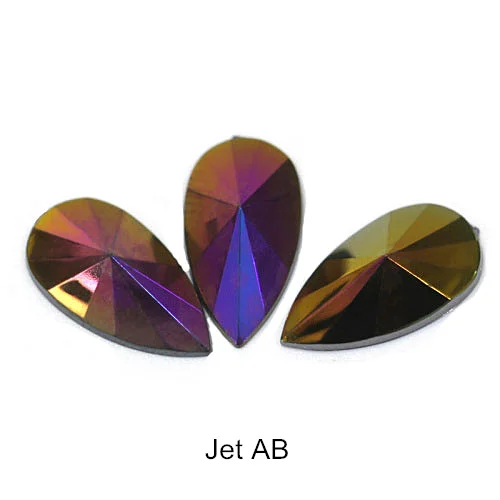 Teardop акриловые не стразы горячего крепления гладкие острые капельки акриловые стразы для дизайна ногтей стразы украшения для ногтей F0164 - Цвет: Jet-AB
