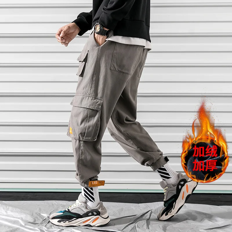 

2019 Hk1927 plus Velvet Japanese-style Rolling Door Large Size Labeling Workwear Pants with Velvet M-5x HK11