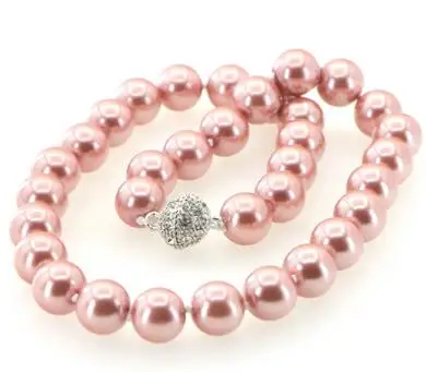 Fashion Charm Jewelry 12mm Shell Pearl Round Beads Necklace Magnet Clasp Woman Girl Christmas Wholesale Price AAA Grad | Украшения и