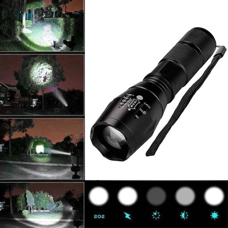 

New ROKOO High Powered Tactical Handheld LED Mini Flashlight 5 Modes Zoomable Water Resistant Lamp Lighting for Camping LMH66