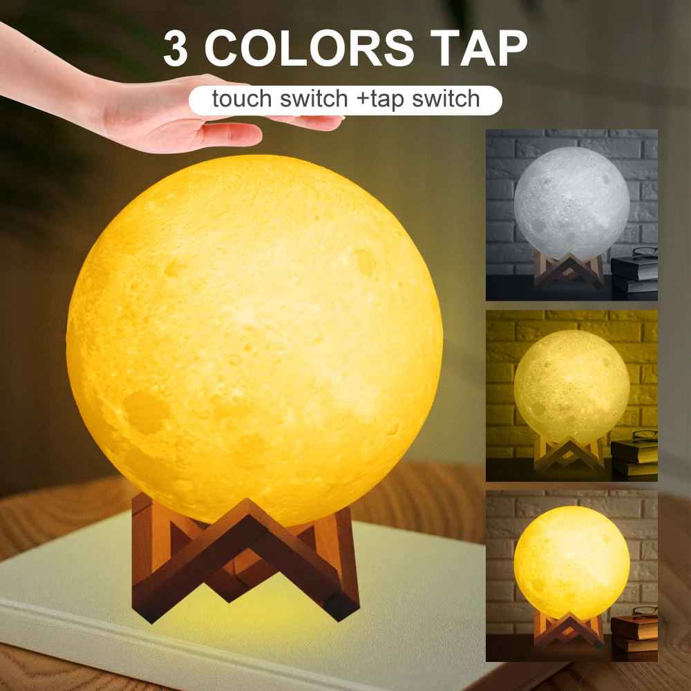 Personalized Moon Lamp With Photo Text Custom Lamp 3D Printing Bedroon Night Lamp LED Moon Light Decor Touch/Tap/Remote Switch home depot dinosaur light
