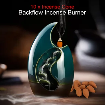 

Waterfall Incense Burner Backflow Aromatherapy Furnace Incense Holder Aromatic Home Office Incense Crafts w/10 Cones