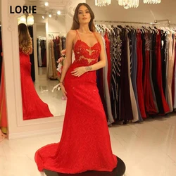 LORIE Elegant Red Lace Evening Dresses Mermaid 2020 Formal Valentine's Engagement Formal Gown Prom Party Dress Long Plus Size