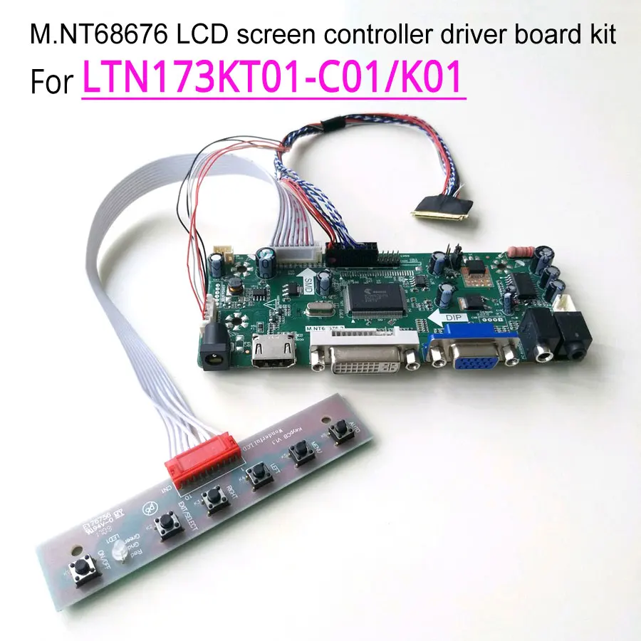 Для LTN173KT01-C01/C09/K01/B04/B07/B09 VGA + DVI M.NT68676 дисплейный контроллер привода карта 1600*900