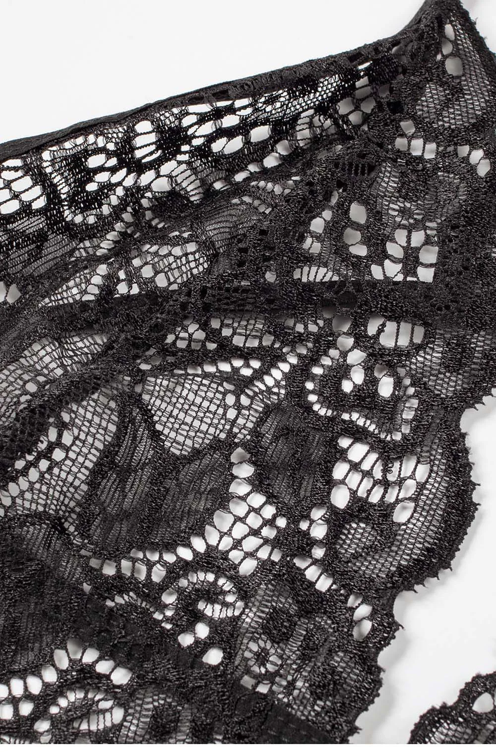 SEBOWEL Sexy Women's Black Rose Appliques Sheer Lace Teddies Bodysuits