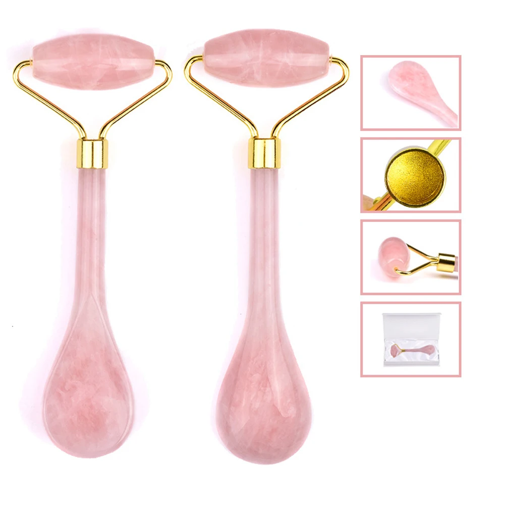 2 In 1 Eyes Guasha Chin Face Lifting Tool Massage Roller Skin Tightening Artificial Jade Promote Absorption Reduce Puffiness